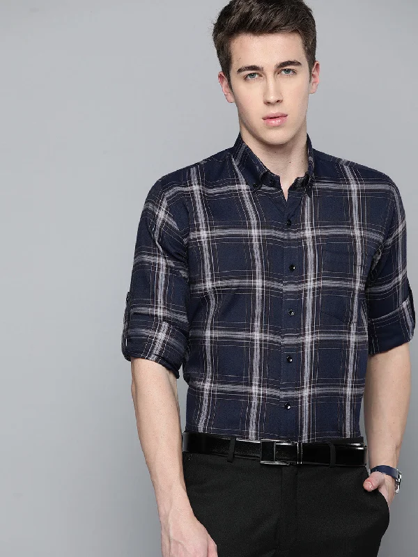 Men's Timeless Dress Shirts for Enduring StyleMen Smart Slim Fit Tartan Checks Formal Shirt