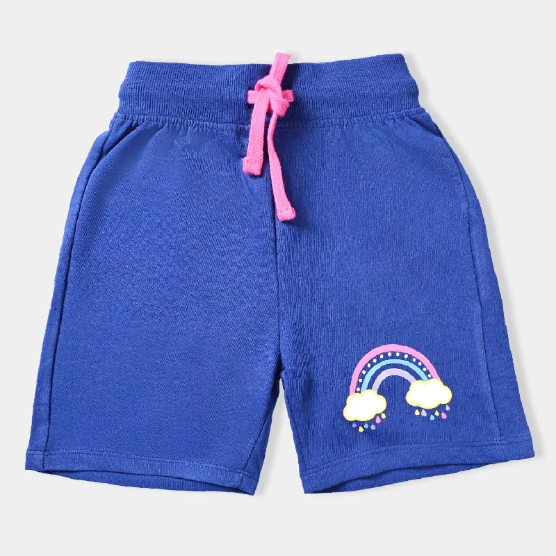 Men's Zippered Pants for SecurityGirls Cotton Terry Short Rainbow-N.Peony