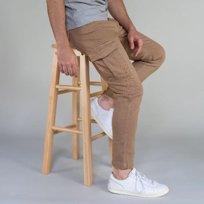 Men's Pants with Hidden ButtonsCargo Pants - Tobacco