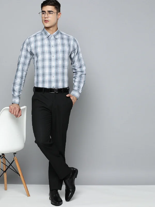 Men's Tab-Collar Shirts for a Crisp LookDENNISON Smart Regular Fit Tartan Checks Formal Shirt