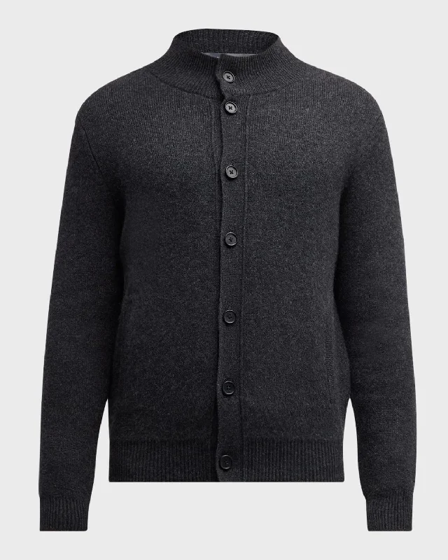 Men's Mock Neck Cashmere Cardigan