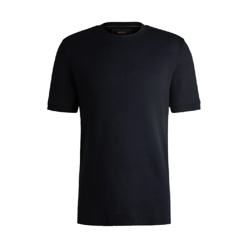 Men's Shirts with Scoop NecksBubble-structure T-shirt in cotton and silk