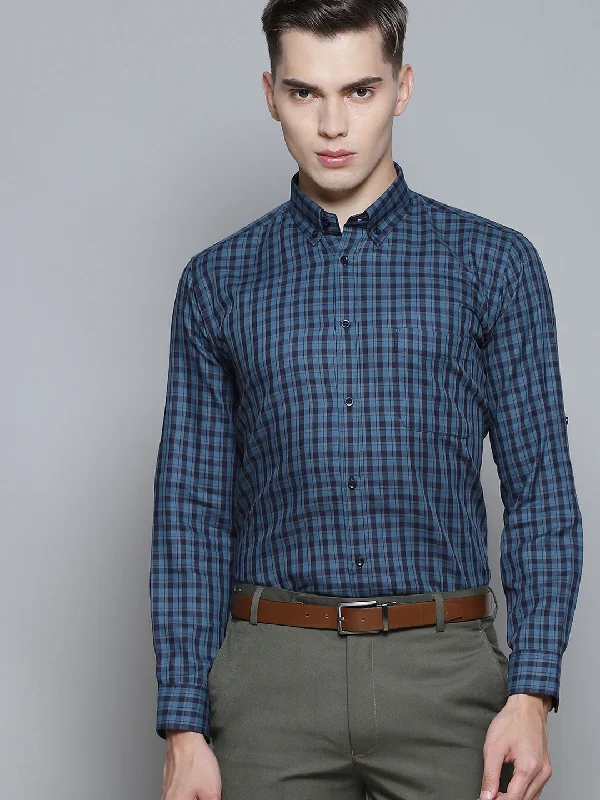 Men's Hunting Shirts for Camouflage and ComfortMen Black Smart Slim Fit Gingham Checks Opaque Checked Formal Shirt