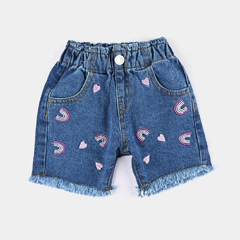 Men's Pants with Reflective Stripes for SafetyGirls Denim Short Rainbow-Mid Blue