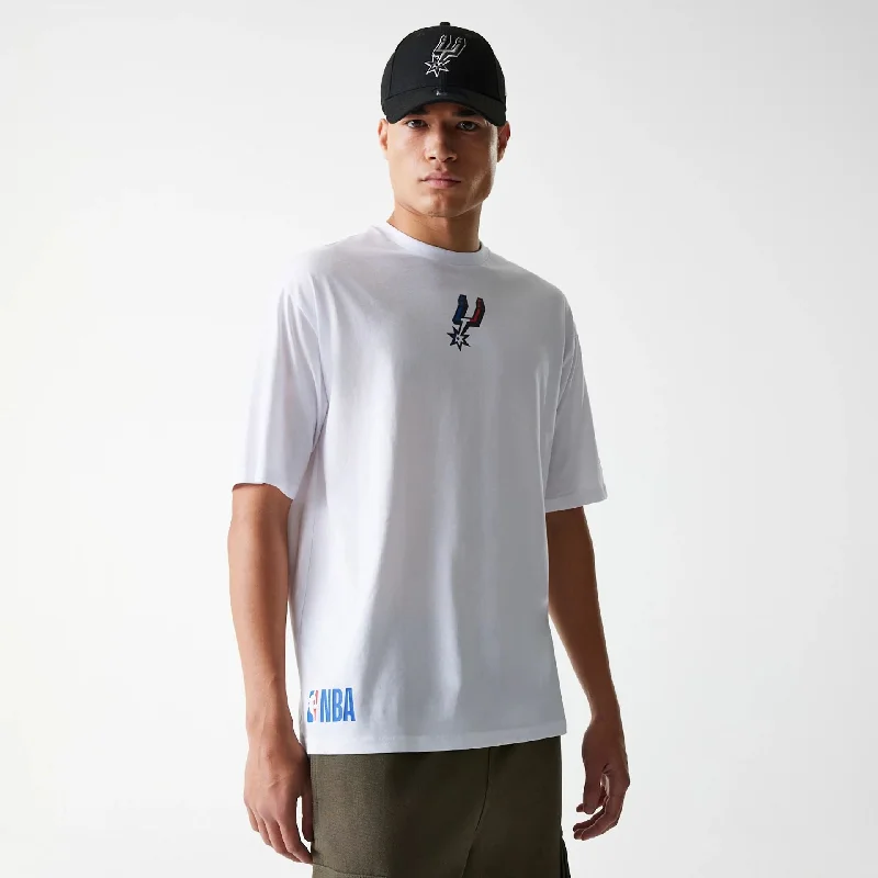Striped Men's TopsSan Antonio Spurs NBA Paris Games 2025 White T-Shirt
