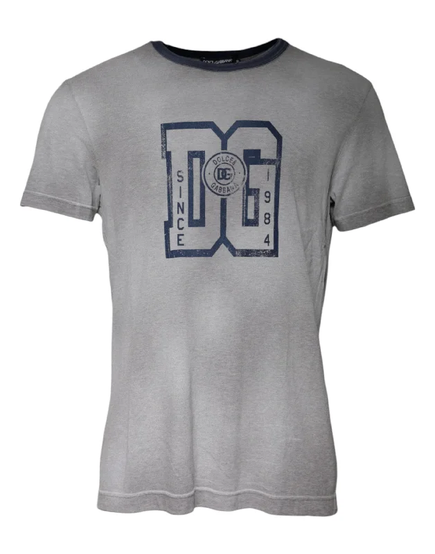 Men's Shirts with Antimicrobial TreatmentDolce & Gabbana  Logo Print Cotton Crew Neck Men's T-shirt