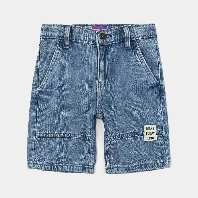 Men's Pants with Turn-Up CuffsBoys Denim rigid Denim Short Make Today-LT.Blue