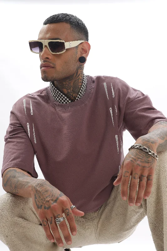 Men's Shirts with Hidden PocketsNeedleFlow Rose Ebony Dropshoulder Tee