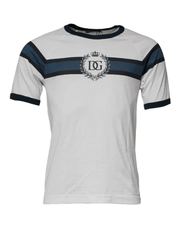 Men's Shirts with Mock NecksDolce & Gabbana  DG Crown Cotton Crew Neck Men's T-shirt (Pre-Owned)