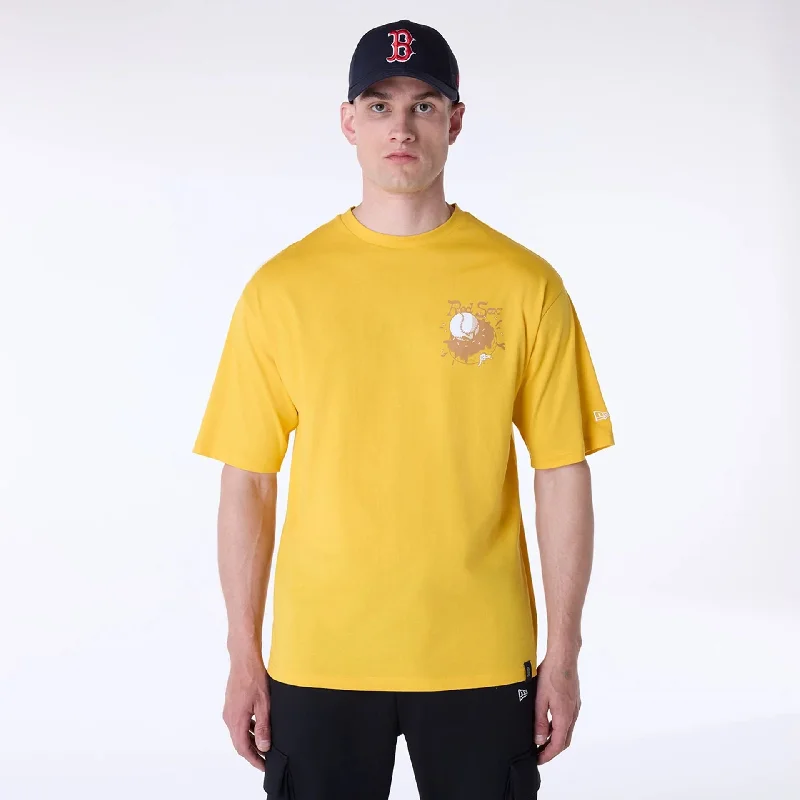 Men's Shirts with Short PlacketsBoston Red Sox MLB Food Graphic Yellow Oversized T-Shirt
