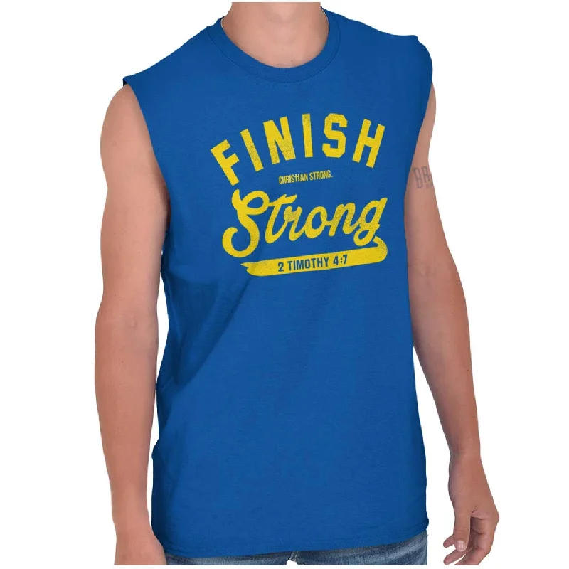 Men's Tab-Collar Shirts for a Crisp LookFinish Strong Scripture Sleeveless T Shirt