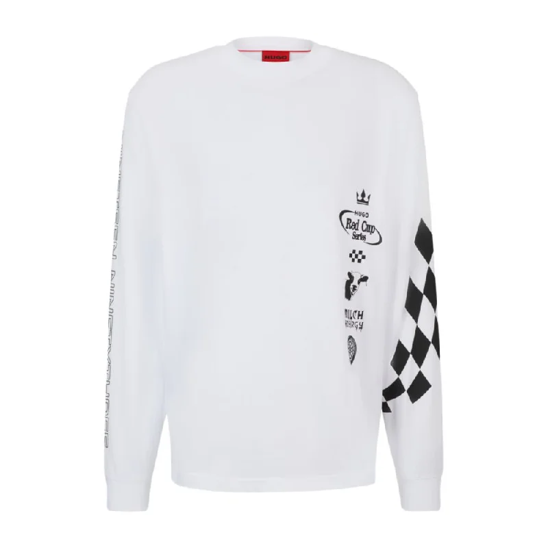 Men's Shirts with Contrast StitchingCotton-jersey T-shirt with racing-inspired prints
