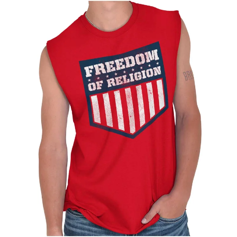 Men's Scoop Neck T-Shirts for a Relaxed FeelFreedom of Religion Sleeveless T Shirt