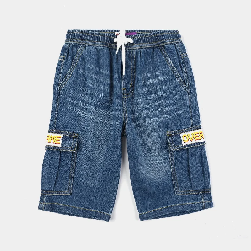 Men's Pants with Stain-Resistant TreatmentBoys Denim Short Game Over-LT.Blue