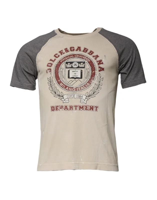 Men's Shirts with Button-Down CollarsDolce & Gabbana   Graphic Print Cotton Crew Neck Men's T-shirt