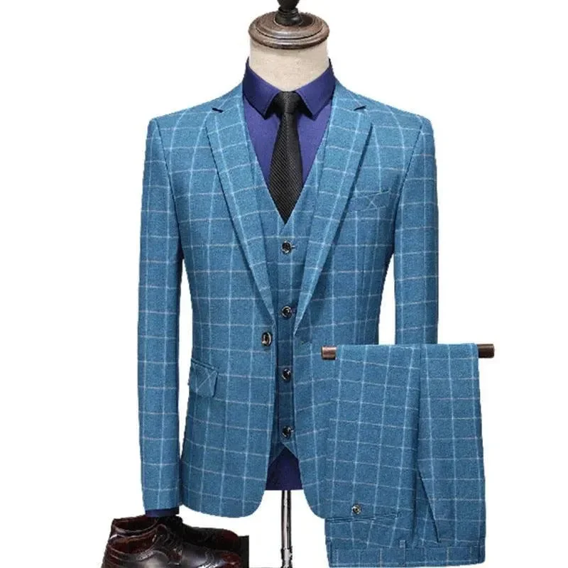 Angelo Checked Three Piece Suit