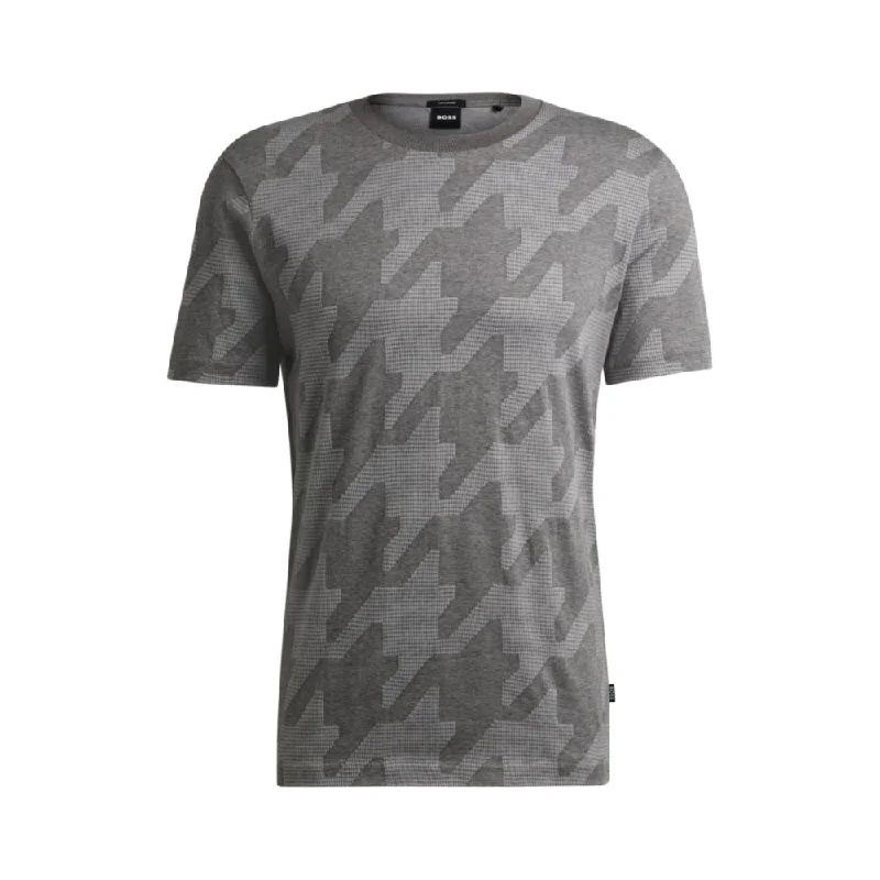 Men's Shirts with Appliqué DetailsMercerized-cotton T-shirt with houndstooth jacquard