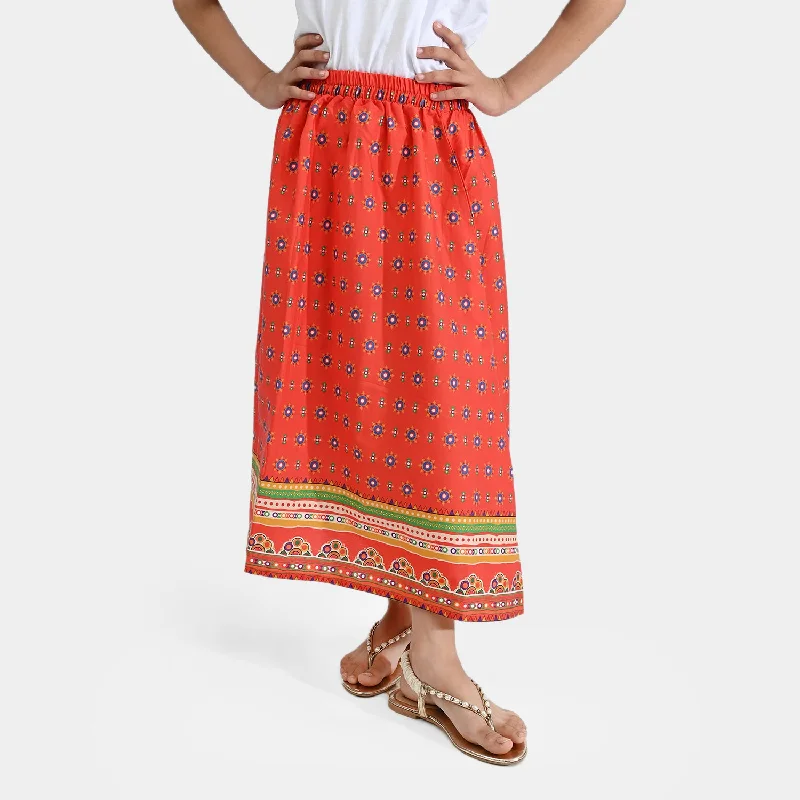 Men's Pants with Functional PocketsGirls Cotton Poplin Long Skirt Orangeade-ORANGE