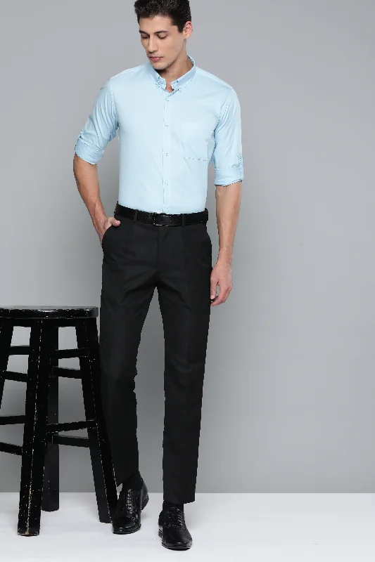 Men's Machine-Washable Shirts for ConvenienceMen Blue Smart Slim Fit Bio-Engineered Quick-Dry Odour-Free Formal Shirt