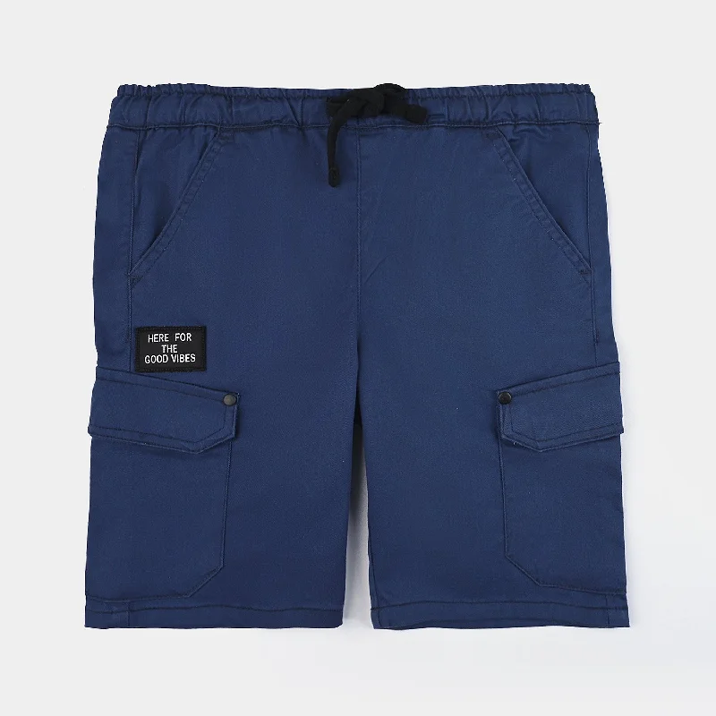 Men's Relaxed-Fit Pants for ComfortBoys Cotton Twill Short Good Vibes-Teal.Blue