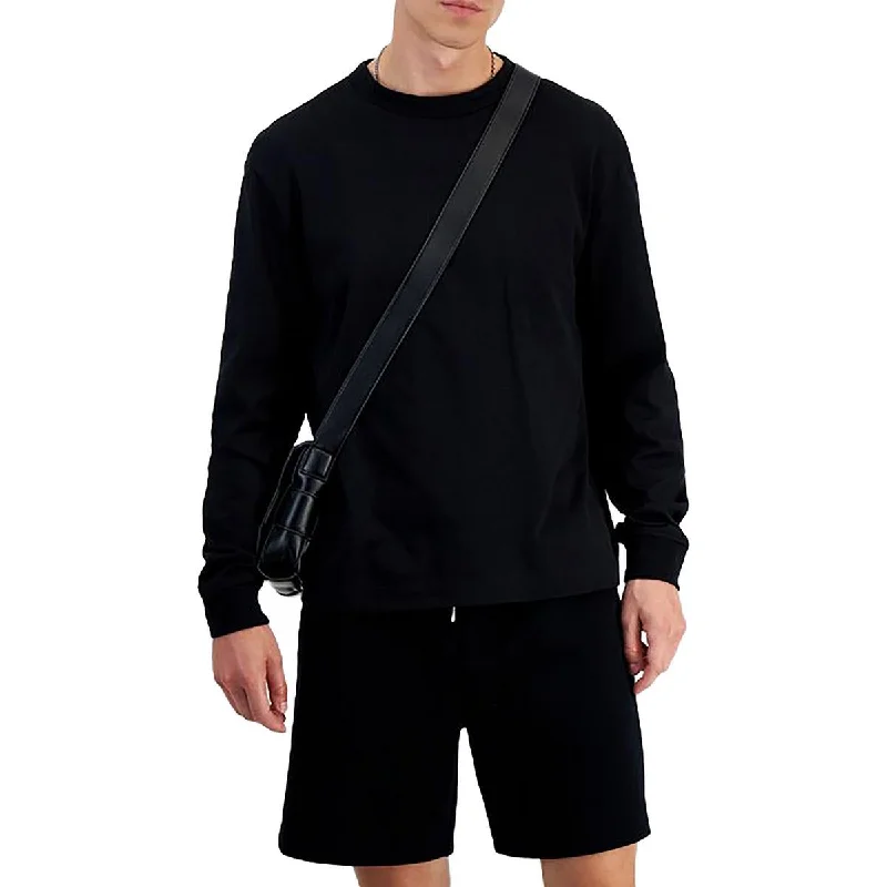 Men's Shirts with Embellished SleevesMens Solid Cotton T-Shirt