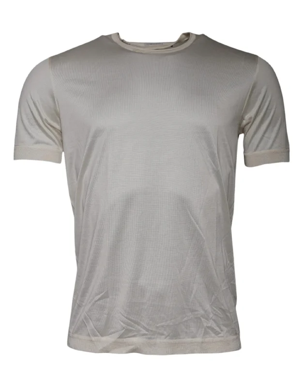 Men's Short-Sleeved ShirtsDolce & Gabbana ivory Silk Crew Neck Short Sleeve Men's T-shirt (Pre-Owned)