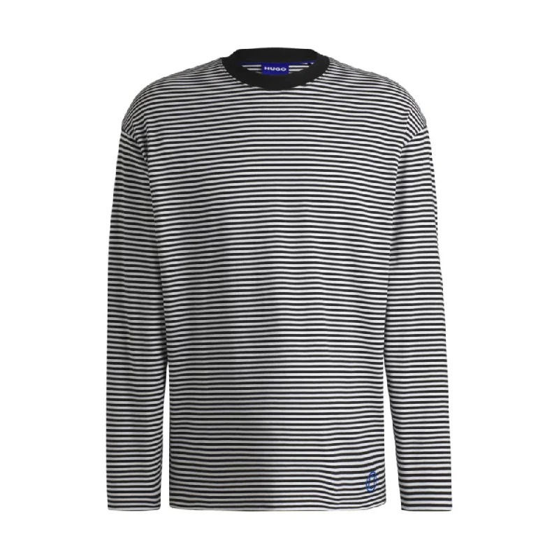 Men's Shirts with Drawstring WaistbandsCotton-jersey loose-fit T-shirt with horizontal stripe