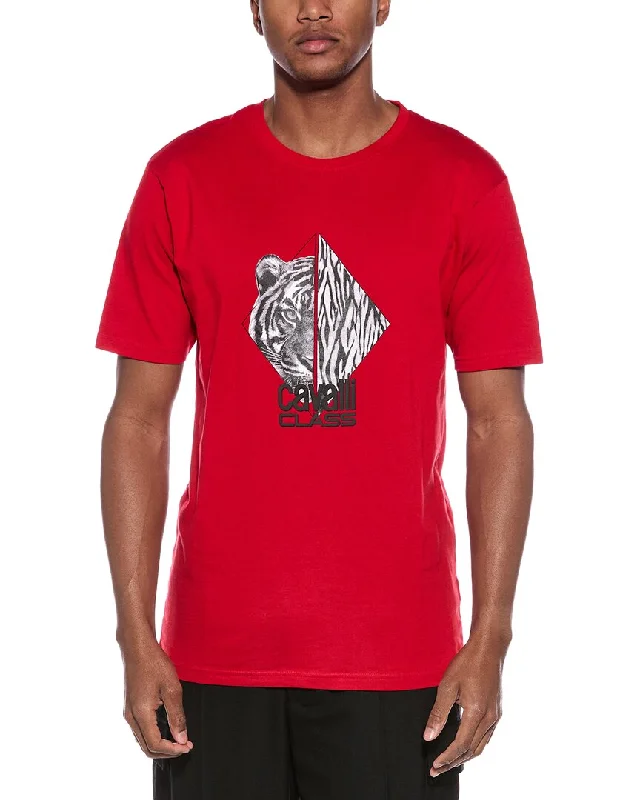 Men's Shirts with Embellished HemlinesCavalli Class Graphic T-Shirt