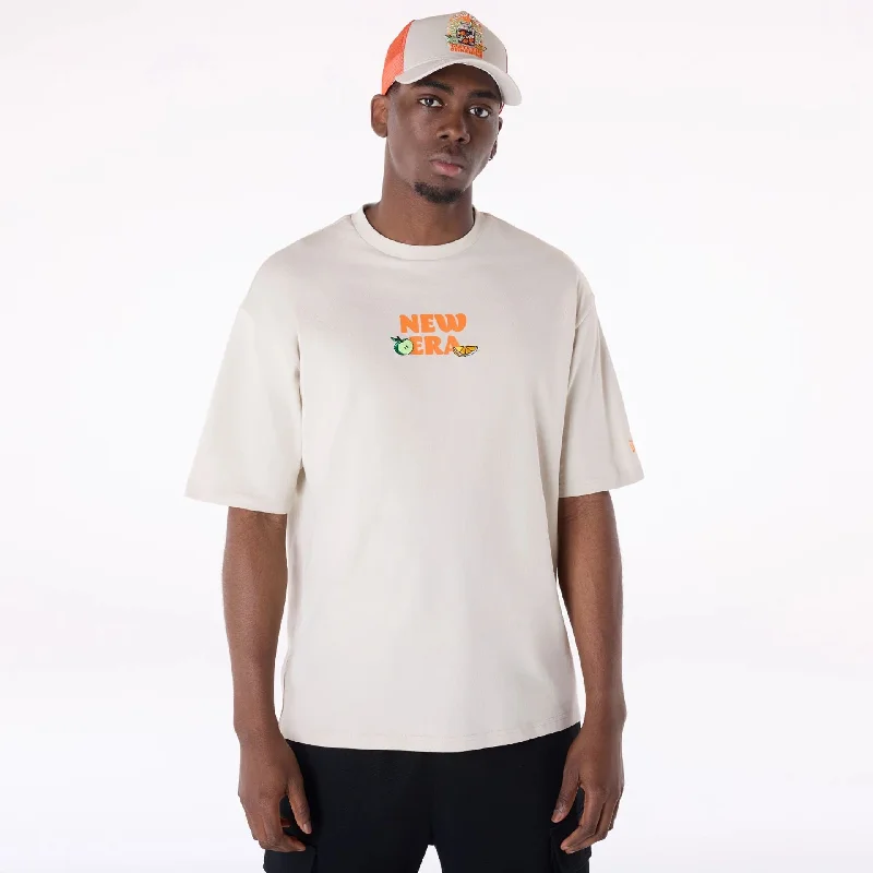 Men's Shirts with Belt AttachmentsNew Era Drink Graphic Cream Oversized T-Shirt