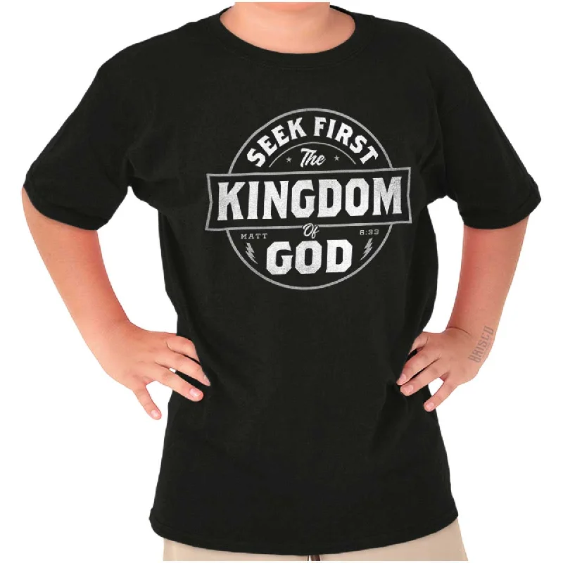 Men's Floral Print Shirts for Spring and SummerSeek First the Kingdom Youth T Shirt