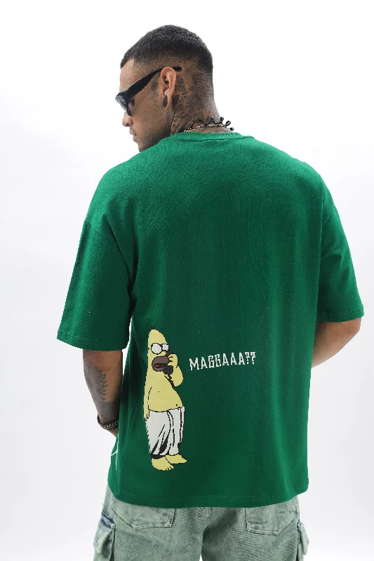 Patterned Men's Hawaiian ShirtsMacha Green Dropshoulder Tee