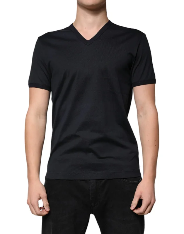 Men's Shirts with Adjustable CuffsDolce & Gabbana  Cotton V-neck Short Sleeves Men's T-shirt (Pre-Owned)