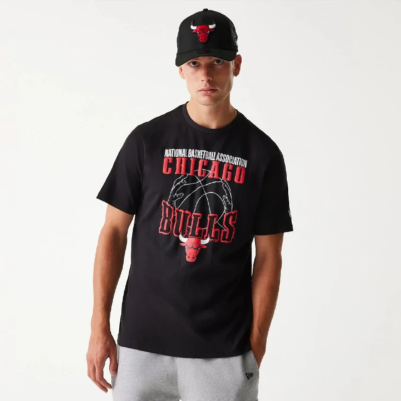 Men's Shirts with Raw-Edge HemlinesChicago Bulls NBA Wordmark Black T-Shirt