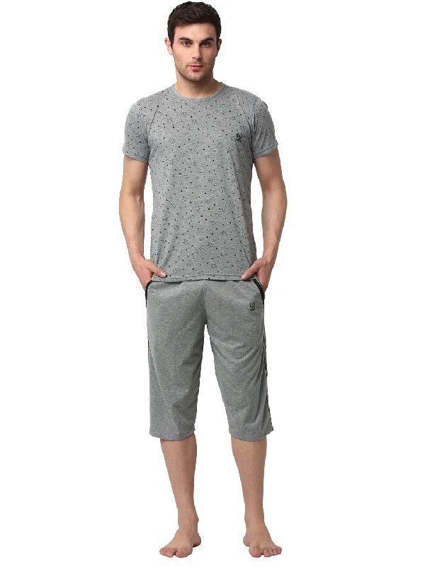 Mack Jonney Silver Silver Night Suit For Men's