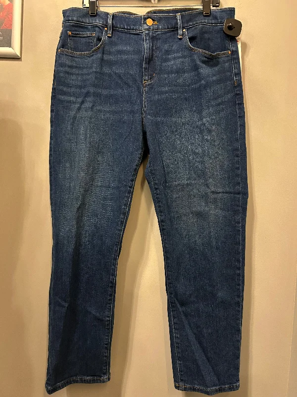 Plain Beanie CapsJeans Straight By Ann Taylor In Blue Denim, Size: 14