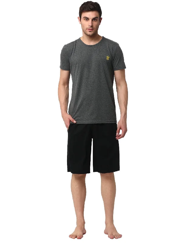 Mack Jonney Grey Black Night Suit For Men's