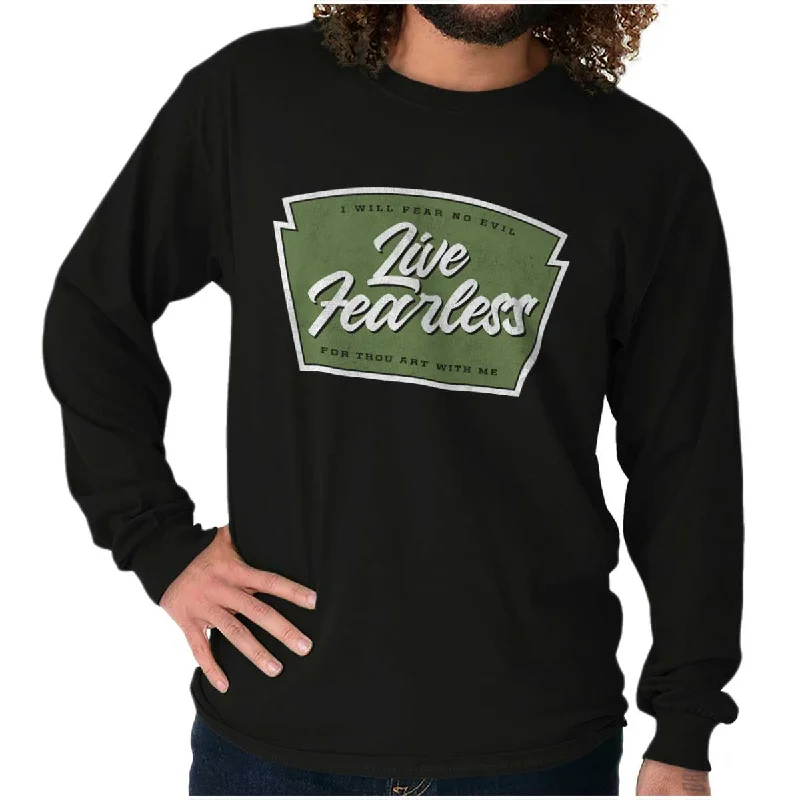 Men's Pattern-Play Shirts for a Fun TwistLive Fearless in God Long Sleeve T Shirt