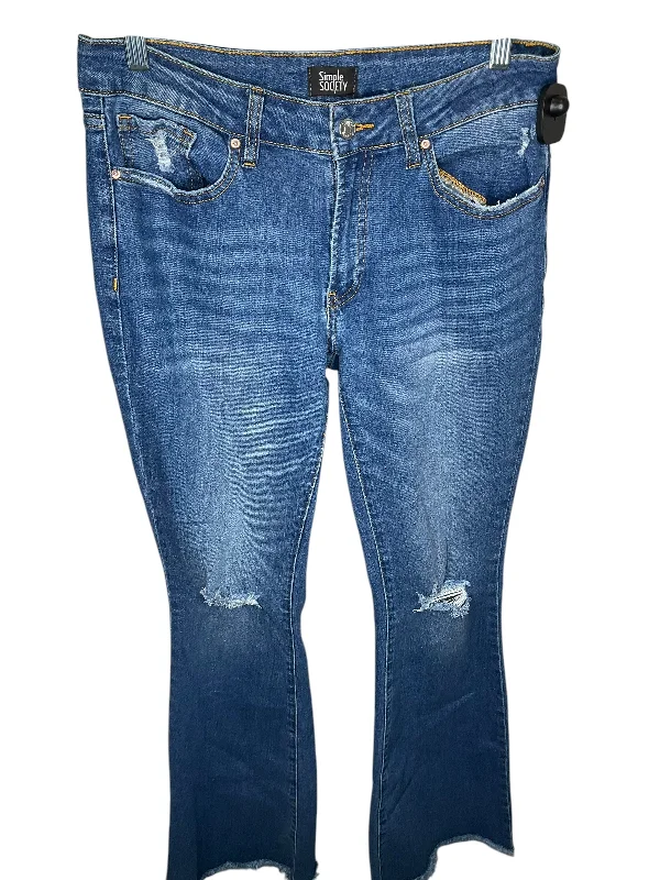 Bright Straw HatsJeans Flared By Clothes Mentor In Blue Denim, Size: 8