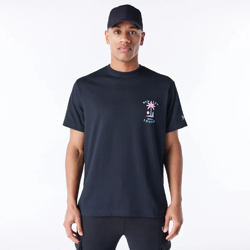 Men's Shirts with Snap ButtonsNew Era Korea Surf Lounge Black T-Shirt