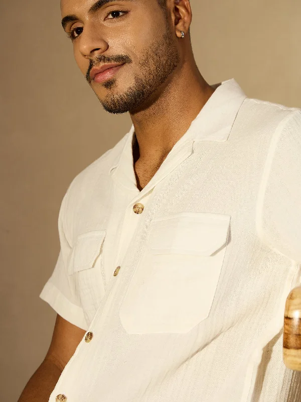 Men's Cufflink-Ready Shirts for Formal EventsMuslin Double Gauze Resort Shirt