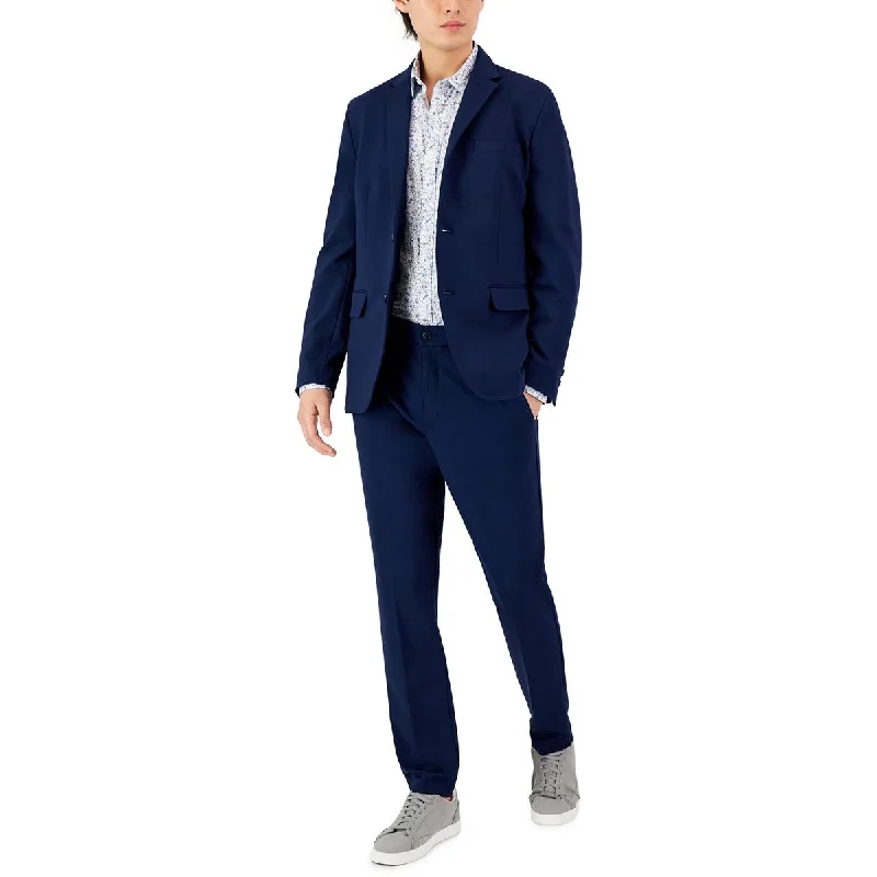 Mens Solid Rayon Two-Button Blazer
