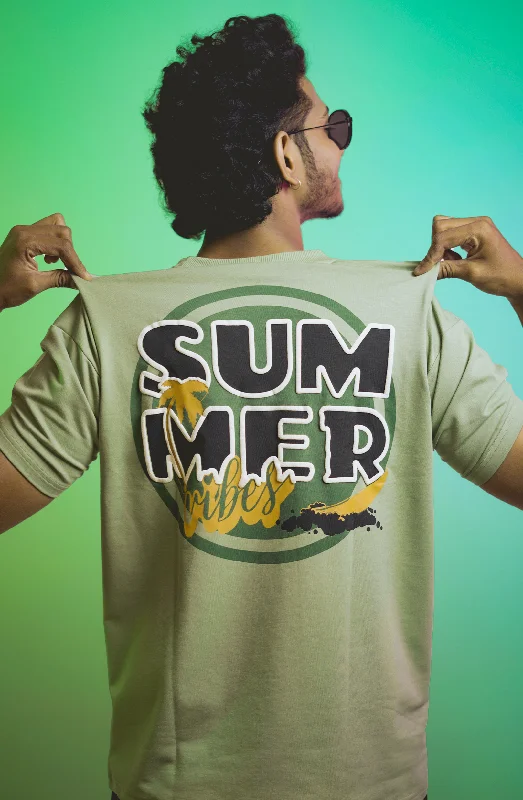 Men's Shirts with Hidden PocketsSummer Vibe Green T-shirt