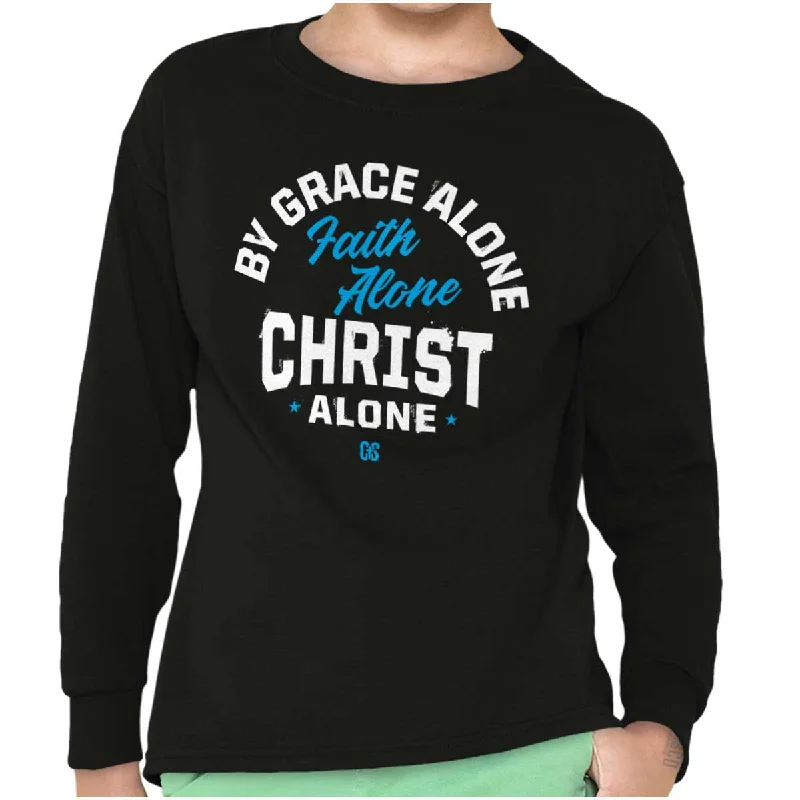 Men's Spread-Collar Shirts for a Bold StatementGrace Faith Christ Alone Youth Long Sleeve T Shirt