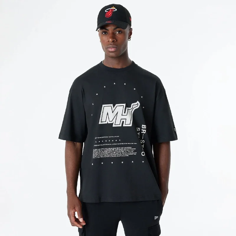 Men's Shirts with Mandarin CollarsMiami Heat Bristol Studio x NBA Black Oversized T-Shirt