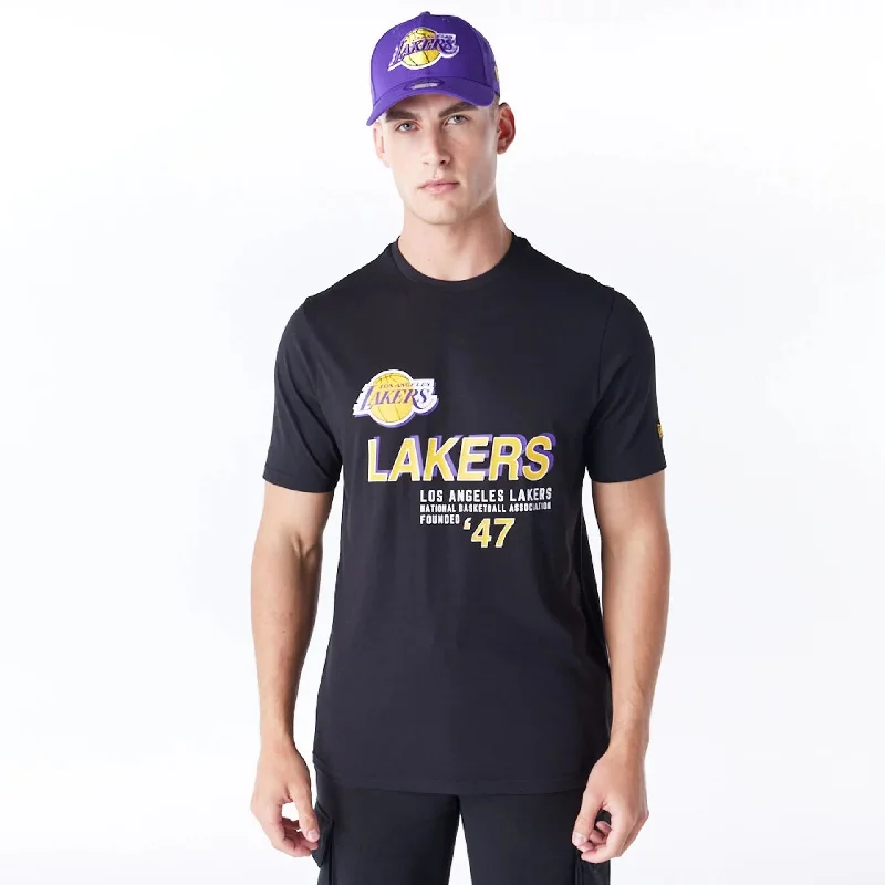 Men's Shirts with Logo EmbossmentsLA Lakers NBA Graphic Black T-Shirt