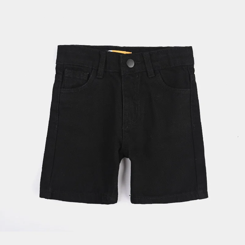 Men's Pants with Appliqué DetailsBoys Denim Viscose Basic Denim Short-BLACK