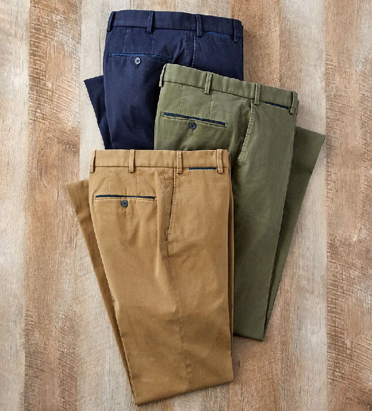 Men's Pants with Button-CuffsHiltl Sateen Pants