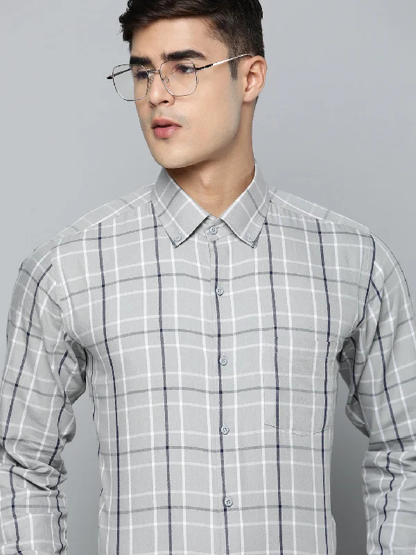 Men's Plaid Shirts for a Country CharmDENNISON Smart Regular Fit Tartan Checks Formal Shirt