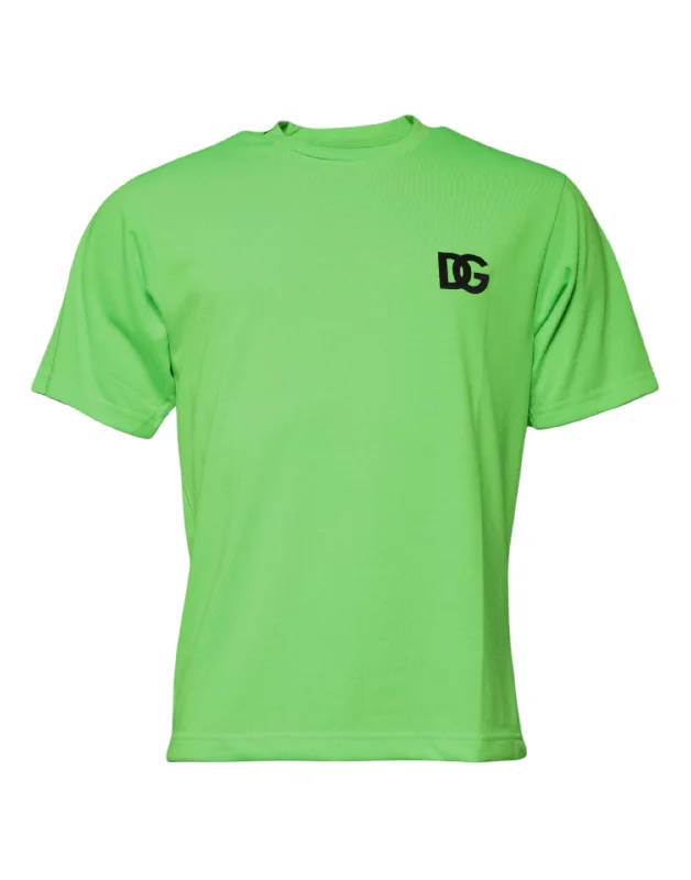 Men's Shirts with Embellished HemlinesDolce & Gabbana  Logo Polyester Crew Neck Men's T-shirt