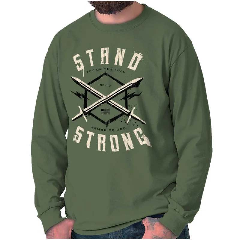 Men's Dressy Button-Down Shirts for Formal OccasionsStand Strong Long Sleeve T Shirt